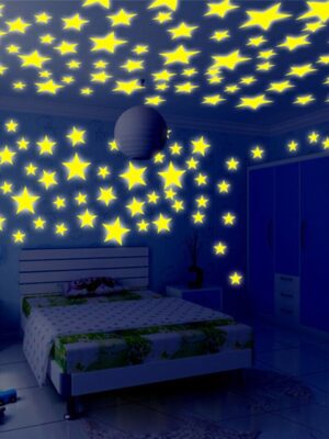 Kids Bedroom Fluorescent Glow In The Dark Stars Wall Stickers