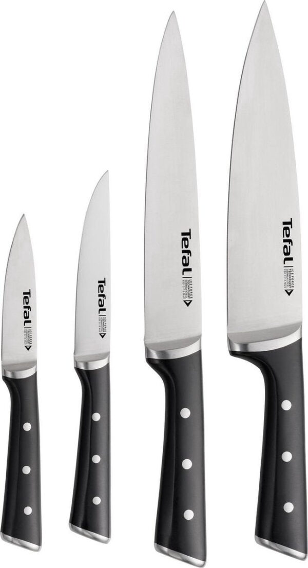 Tefal ice force k2324s74 - knife set - 4-piece - paring knife, chef's knife, kitchen knife and carving knife - stainless steel - dishwasher safe