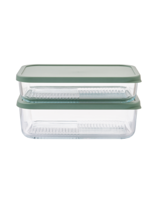 Container Culture 4-Piece Airtight Glass Food Storage Set with Lids, 40.57oz & 57.5oz Mixed Sizes - Soft Sage