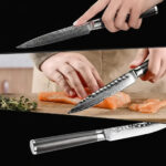 Damascus Steel Fruit and Fillet Knife Vintage Wood Handle Chef Knife