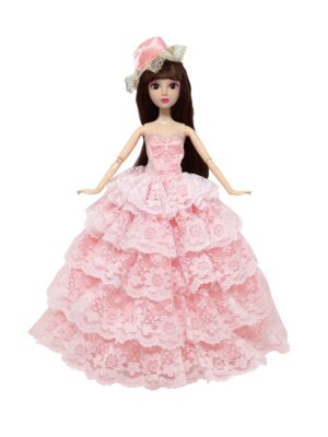 Inch Doll's Full Dress Five Layers Lace Strapless Dress And Hat Romantic Clothing