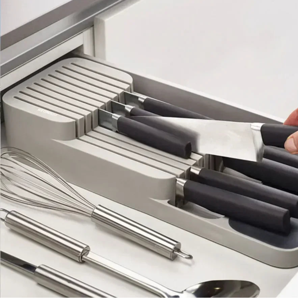 Kitchen knife drawer organizer Knife Storage Box with Separation Slots