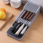 Kitchen knife drawer organizer Knife Storage Box with Separation Slots