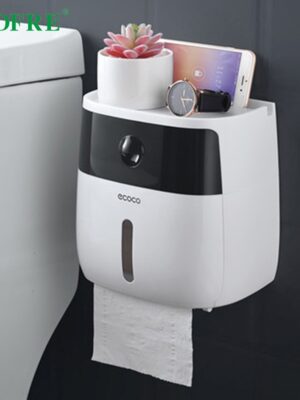 Modern Bathroom Wall Mounted Shelf Storage Box Toilet Paper Dispenser