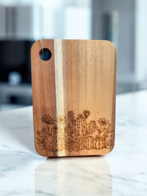 Cacti Acacia Cutting Board, Engraved Cutting Board, Cactus
