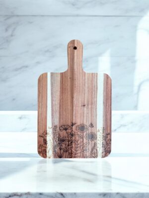Floral Acacia Cutting Board, Engraved Cutting Board, Flowers