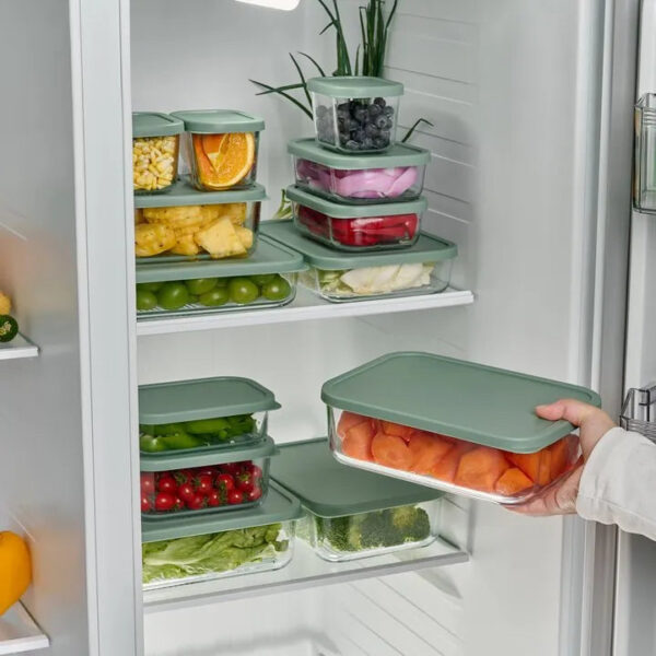 Container Culture 12-Piece Airtight Glass Food Storage Set with Lids, 25.35oz & 40.57oz Mixed Sizes - Soft Sage