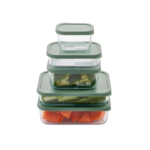 Container Culture 4-Piece Airtight Glass Food Storage Set with Lids, 40.57oz & 57.5oz Mixed Sizes - Soft Sage