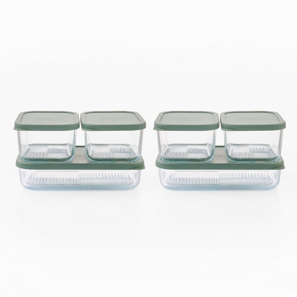 Container Culture 12-Piece Airtight Glass Food Storage Set with Lids, 25.35oz & 40.57oz Mixed Sizes - Soft Sage