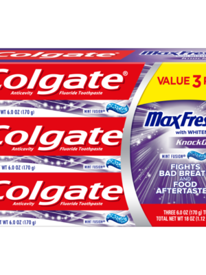 Colgate MaxFresh KnockOut Toothpaste Mint Fusion – 6.0 Ounce (3 Pack)