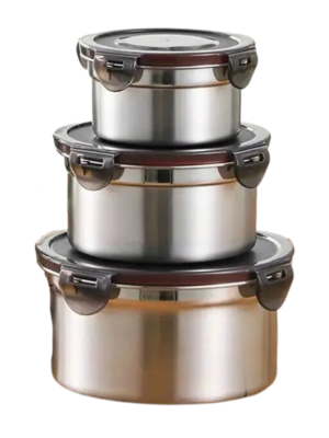 Stainless Steel Food Storage Containers Set (3Pcs)